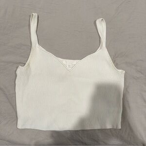 H&M Cream Ribbed Crop Top